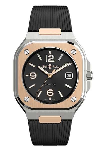 Bell & Ross BR 05 Schwarzer Stahl & Gold BR05A-BL-STPG/SRB