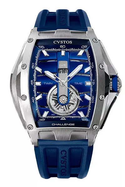 CVSTOS Challenge Twin-Time Stahl Blaues Zifferblatt A01108.4103001
