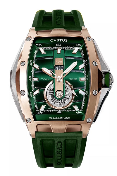 CVSTOS Challenge Twin-Time 5N Rotgold Grünes Zifferblatt A01108.4127001