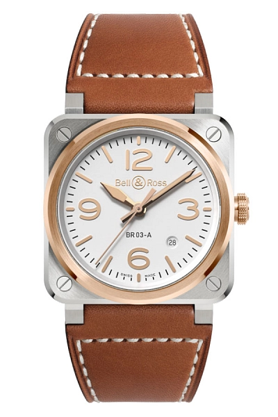 Bell & Ross BR 03 Weißer Stahl & Gold BR03A-WH-STPG/SCA