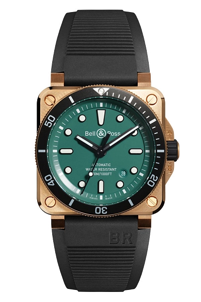 Bell & Ross BR-03 Diver Schwarz & Grün Bronze BR0392-D-LT-BR/SRB