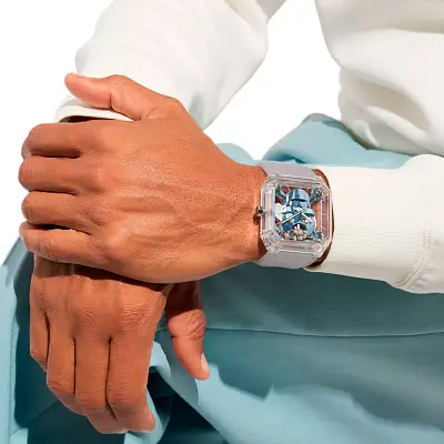 Bell & Ross BR-01 Cyber Skull Sapphire Ice Blue BR01-CSKBLU-SAPHIR