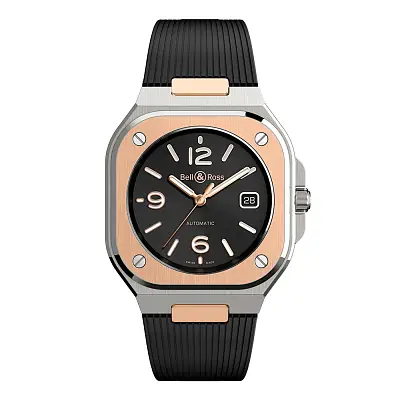 Bell & Ross BR 05 Schwarzer Stahl & Gold BR05A-BL-STPG/SRB