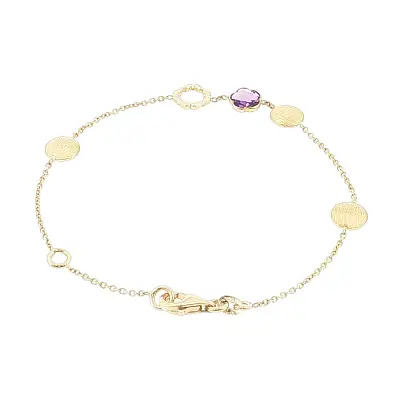 Armband aus 14 Karat Gold mit Amethyst und Goldelementen