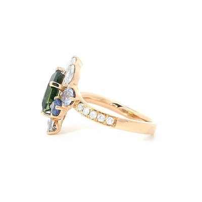 Ring Elegance of Nature - Turmalin in Kombination mit Saphiren und Diamanten