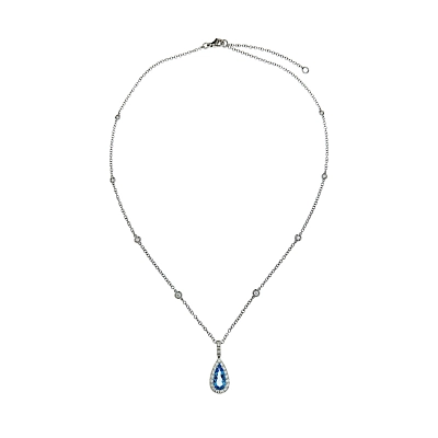 Luxusschmuck mit Aquamarin in Tropfenform und Damant Halo