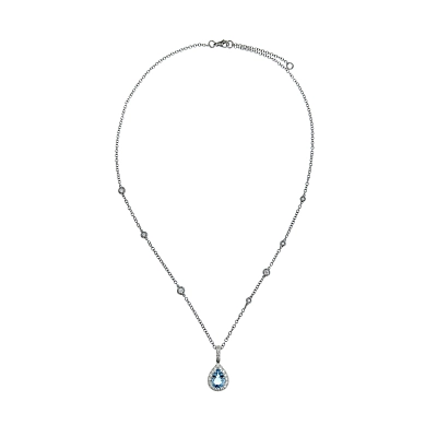 Luxuriöse Halskette mit Aquamarin in Kombination mit Diamanten