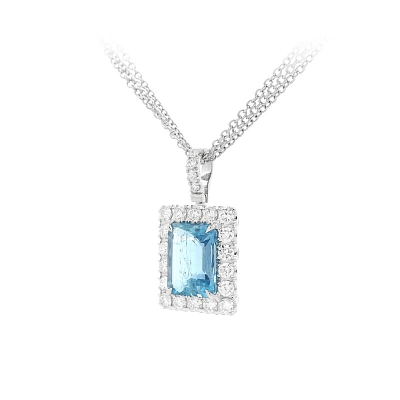 Glänzender Aquamarin in Kombination mit Diamantglanz - Luxus-Halskette