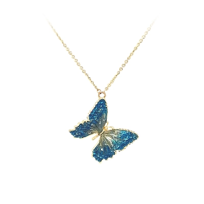 Gold Halskette Schmetterling mit Emaille