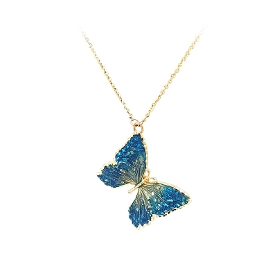 Gold Halskette Schmetterling mit Emaille