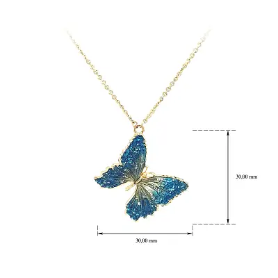 Gold Halskette Schmetterling mit Emaille