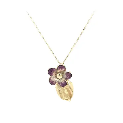 Goldblumenkette mit Emaille