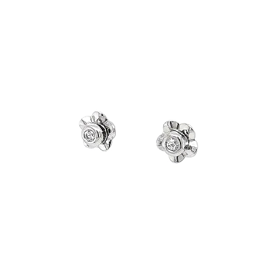 Ohrringe Blumen mit Zirkonen in Weißgold