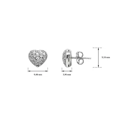 Herz-Ohrringe aus Weißgold mit feinen Zirkonen