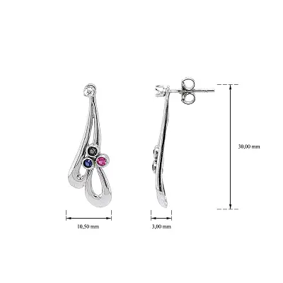 Stilvolle Weißgold-Ohrringe mit bunten Steinen