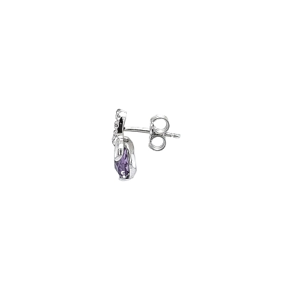 Goldohrringe mit lila Amethysten verziert