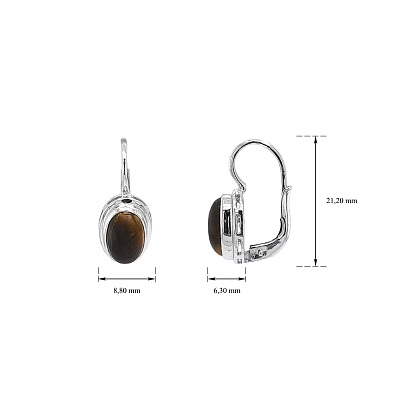 Elegante Weißgold-Ohrringe mit Tigerauge