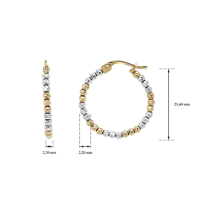 Goldene Creolen aus Bicolor-Gold mit Perlenmuster