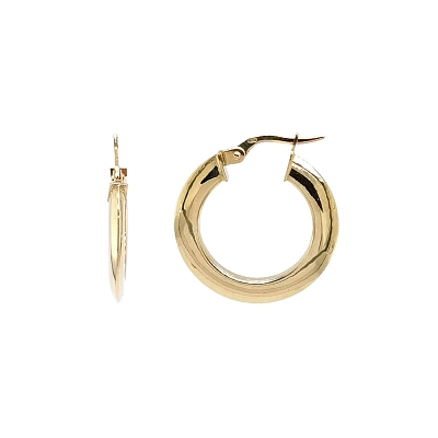 Flache runde Ohrringe aus Gelbgold mit Barverschluss