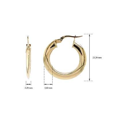 Flache runde Ohrringe aus Gelbgold mit Barverschluss