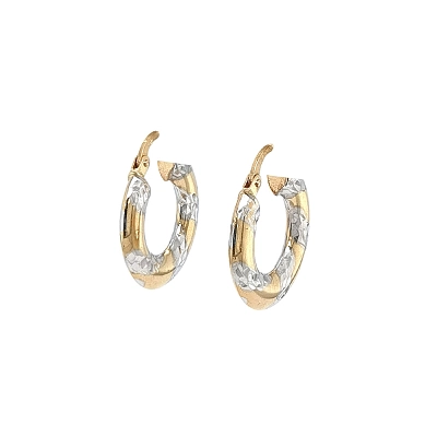 Elegante runde Ohrringe aus Weiß- und Gelbgold