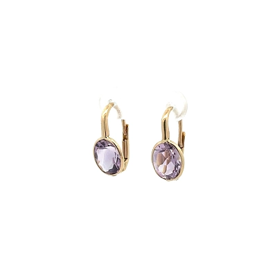 Goldohrringe mit violetten Steinen