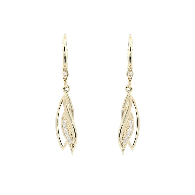 Goldohrringe mit glänzenden Zirkonen in elegantem Design