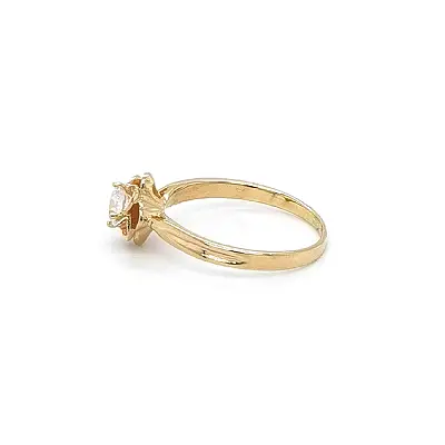 Goldring Blume mit Zirkon