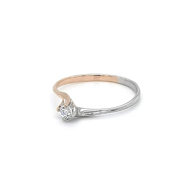 Verlobungsring mit Zirkon aus kombiniertem Gold
