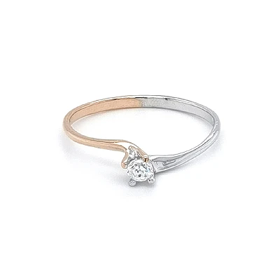 Verlobungsring mit Zirkon aus kombiniertem Gold