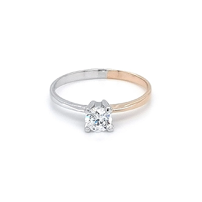 Verlobungsring mit Zirkon aus kombiniertem Gold