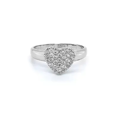 Herzring mit Zirkonen aus Weißgold