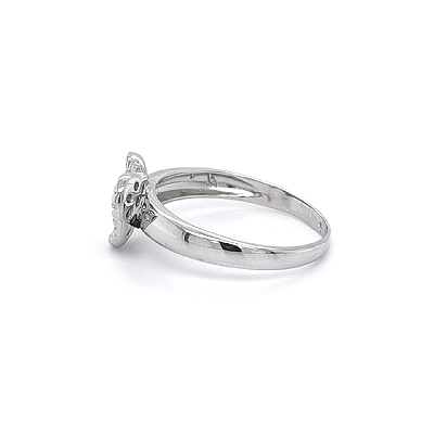 Herzring mit Zirkonen aus Weißgold