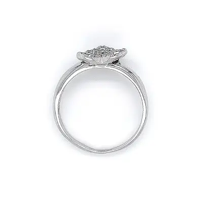 Herzring mit Zirkonen aus Weißgold