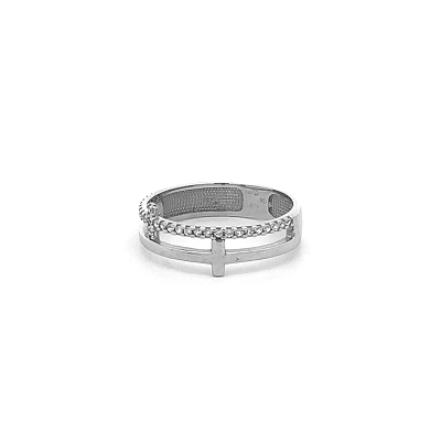 Weißgoldring mit Zirkonen