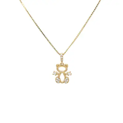 Teddybär-Anhänger aus Gold mit Zirkonen