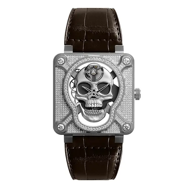 Bell & Ross BR-01 Lachender Totenkopf Volldiamant BR01-SKULL-SK-FLD