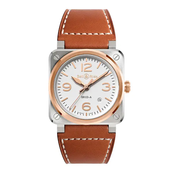 Bell & Ross BR 03 Weißer Stahl & Gold BR03A-WH-STPG/SCA
