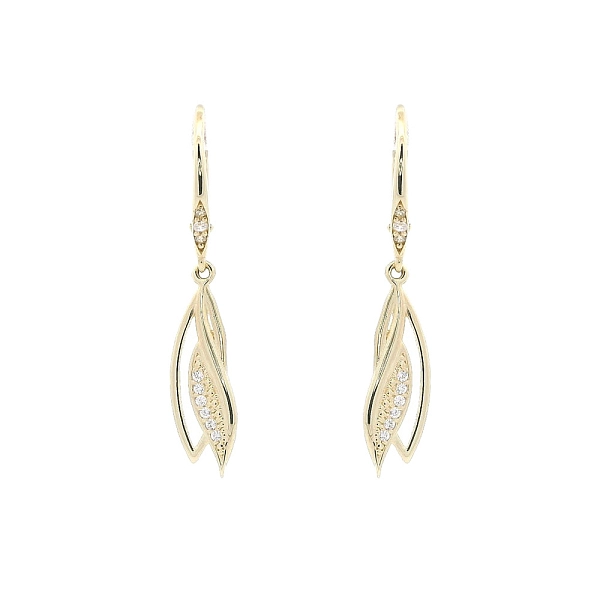 Goldohrringe mit glänzenden Zirkonen in elegantem Design