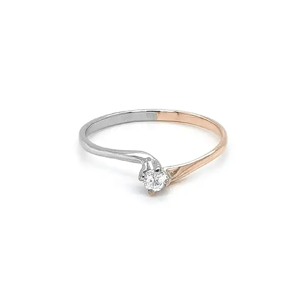 Verlobungsring mit Zirkon aus kombiniertem Gold