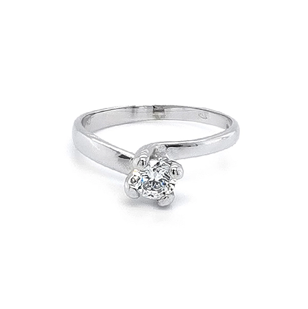 Verlobungsring mit Zirkon aus Weißgold