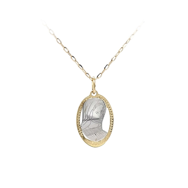 Medaillon der Jungfrau Maria - Eleganz aus kombiniertem Gold