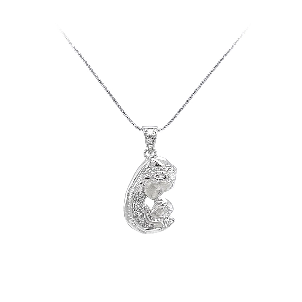 Madonna mit Kind in Gold mit Zirkon-Glitter