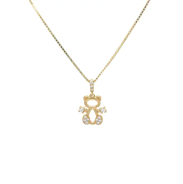 Teddybär-Anhänger aus Gold mit Zirkonen