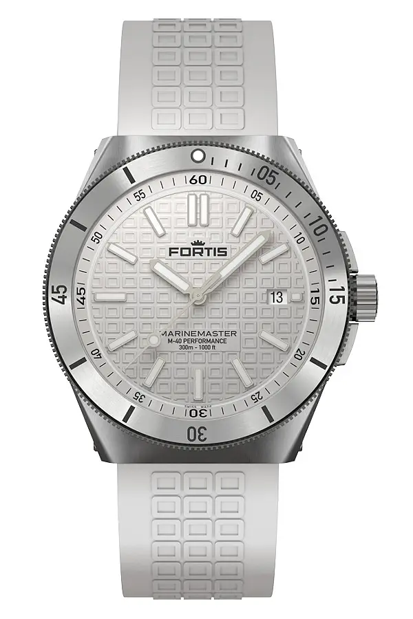 Fortis Marinemaster M-40 Schneeweiß auf Horizon Band F8120009