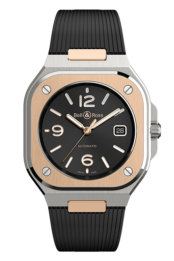 Bell & Ross BR 05 Schwarzer Stahl & Gold BR05A-BL-STPG/SRB