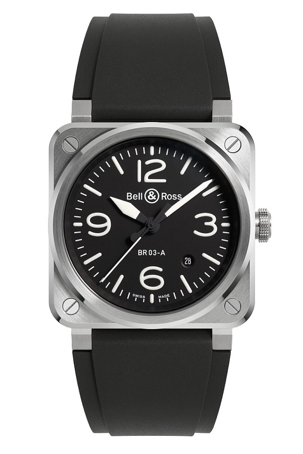 Bell & Ross Neu BR-03 Schwarzer Stahl BR03A-BL-ST/SRB