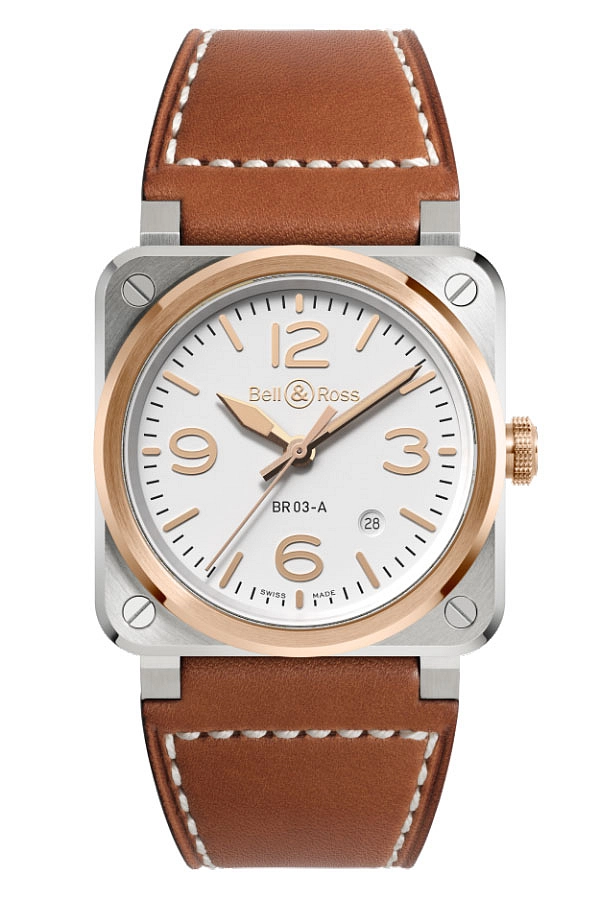 Bell & Ross BR 03 Weißer Stahl & Gold BR03A-WH-STPG/SCA