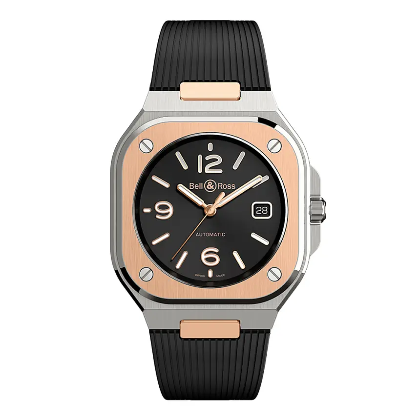 Bell & Ross BR 05 Schwarzer Stahl & Gold BR05A-BL-STPG/SRB