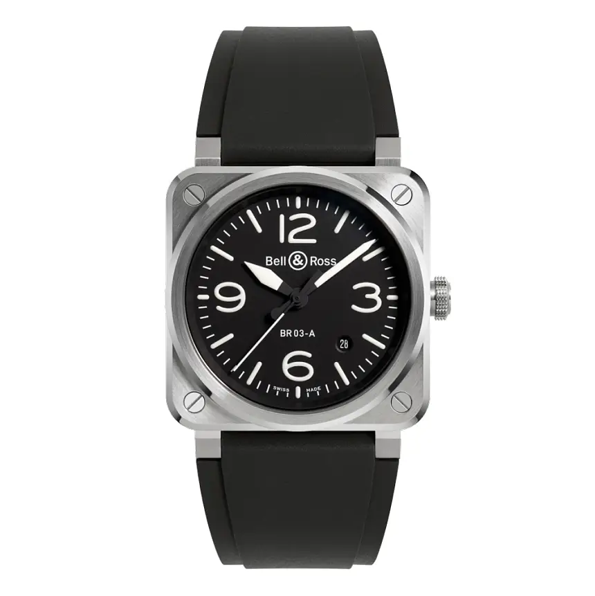 Bell & Ross Neu BR-03 Schwarzer Stahl BR03A-BL-ST/SRB